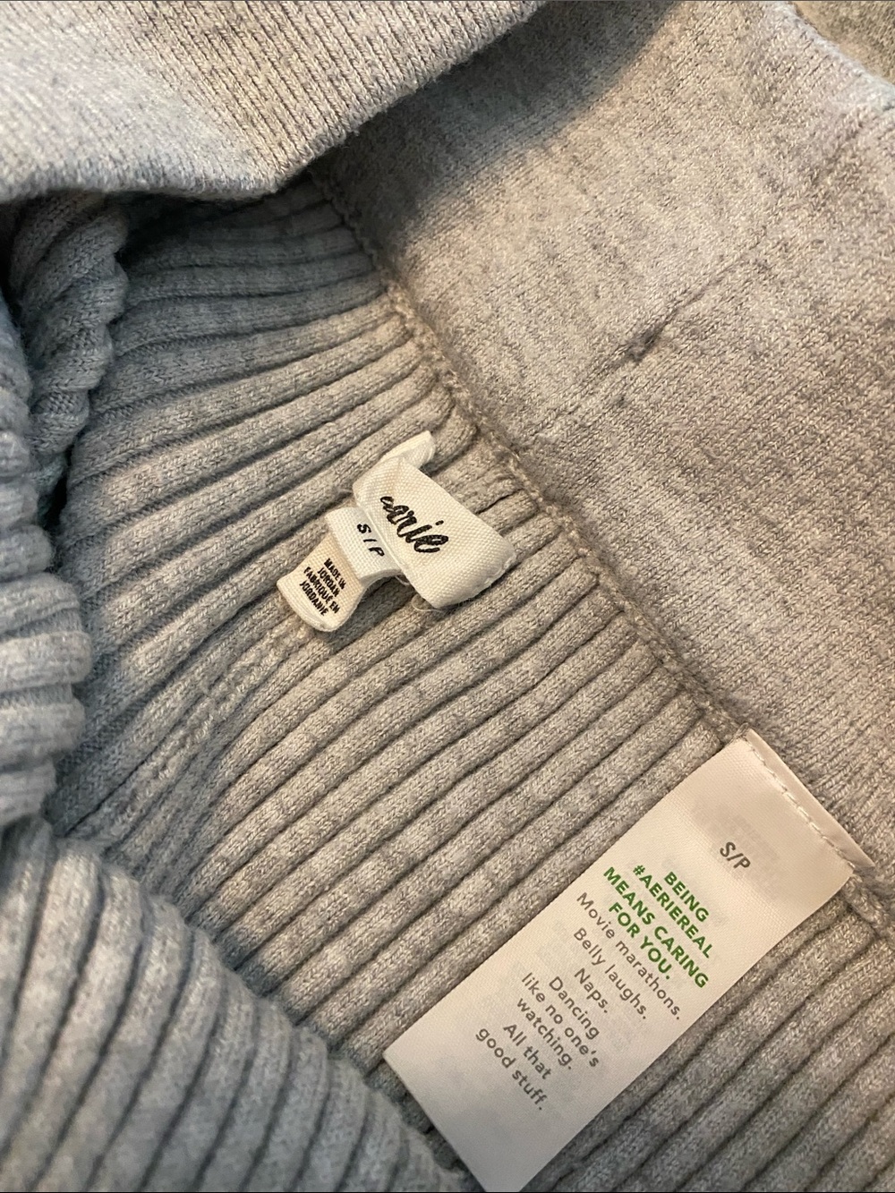 Aerie women’s two piece set. Grey  Henley Sweater and matching ribbed pants - Picture 2 of 8